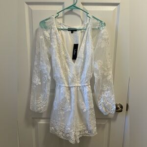 Lulu’s White Sequin Romper XS